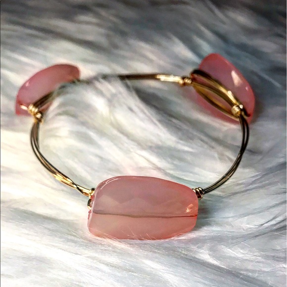 πLAST! Handmade Blush Gold Wire Wrapped Bangle - Picture 3 of 7